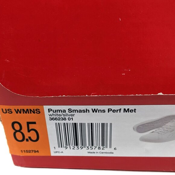 Puma Womens White Smash Sneakers Perforated 8.5 in box - Picture 16 of 16